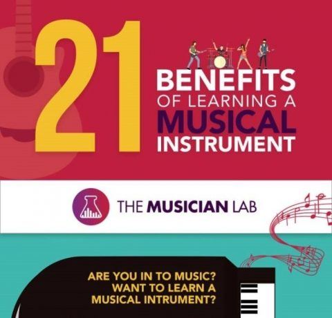 21 Benefits of Learning a Musical Instrument Infographic