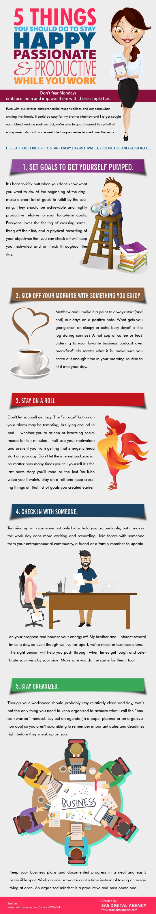 5 Things You Should Do To Stay Happy And Productive While You Work Infographic