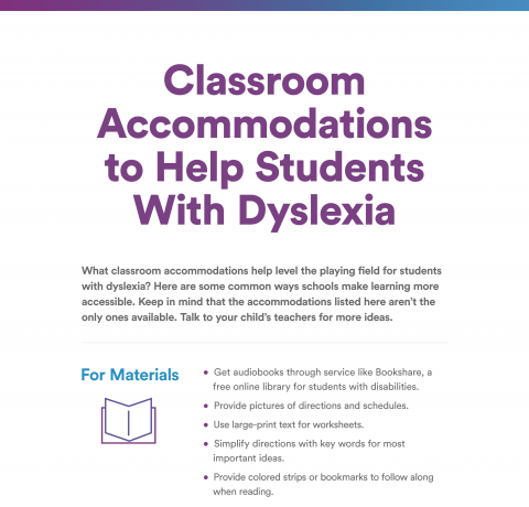 Classroom Accommodations for Dyslexia Infographic